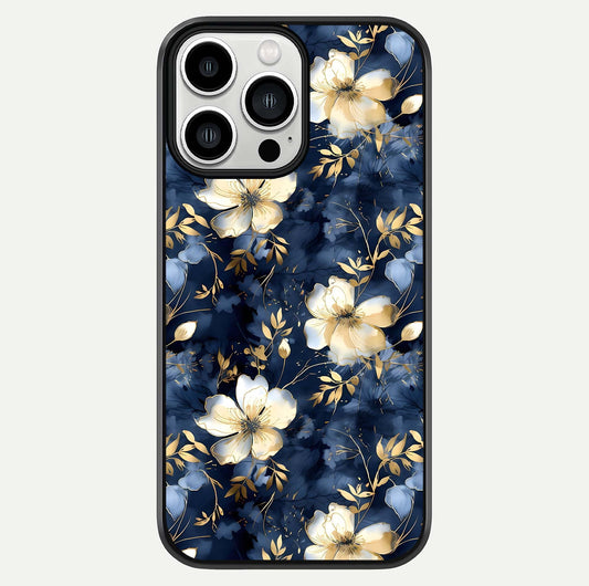 Golden Midnight Bloom Glass Case For iPhone 13 Pro Max by Custom World