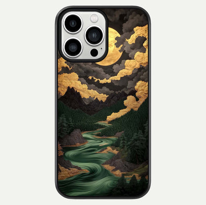 Golden River Moon Glass Case For iPhone 13 Pro Max by Custom World