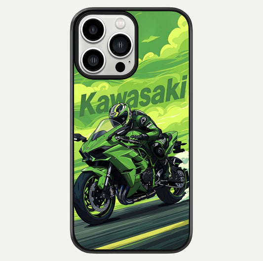 Green Kawasaki Glass Case For iPhone 13 Pro Max by Custom World