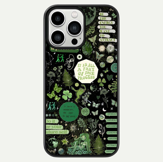 Green Moon Energy Glass Case For iPhone 13 Pro Max by Custom World