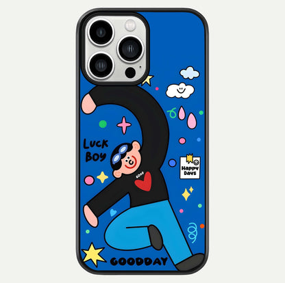 Happy Luck Vibe Glass Case For iPhone 13 Pro Max by Custom World