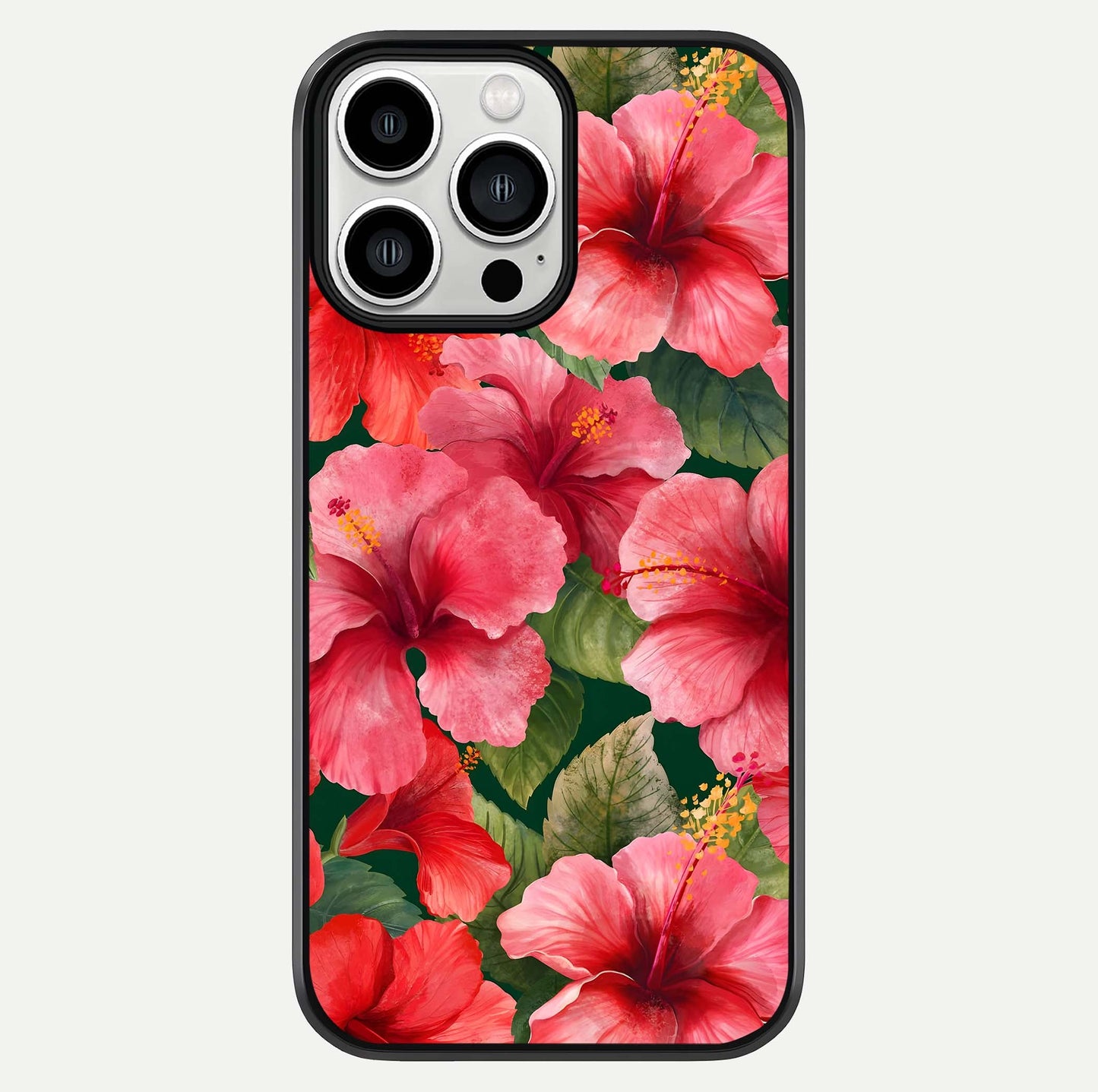 Hibiscus Pattern Glass Case For iPhone 13 Pro Max by Custom World