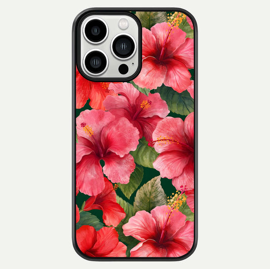 Hibiscus Pattern Glass Case For iPhone 13 Pro Max by Custom World