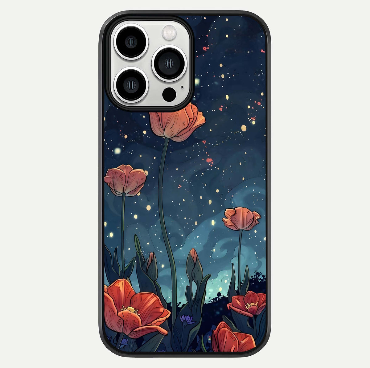 Midnight Tulip Glow Glass Case For iPhone 13 Pro Max by Custom World