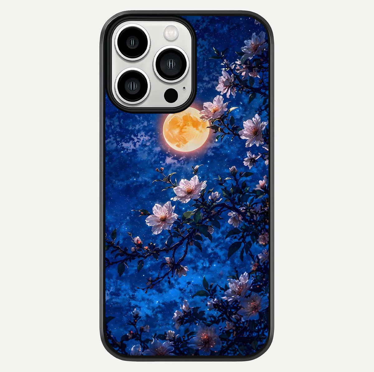 Moonlit Blossoms Night Glass Case For iPhone 13 Pro Max by Custom World