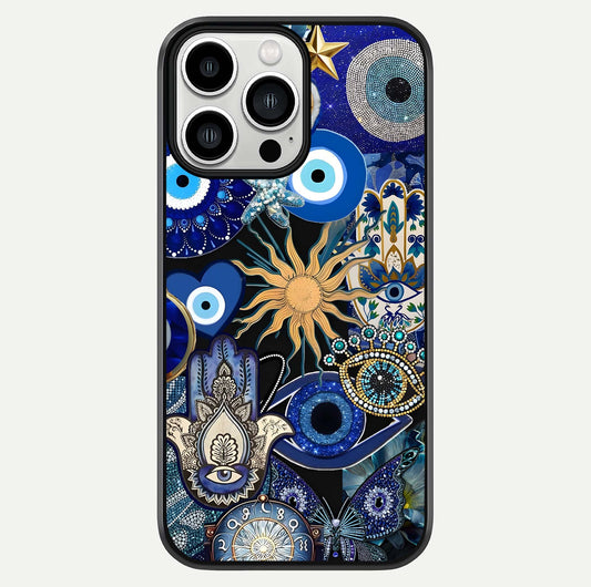 Mystic Blue Evil Eye Glass Case For iPhone 13 Pro Max by Custom World
