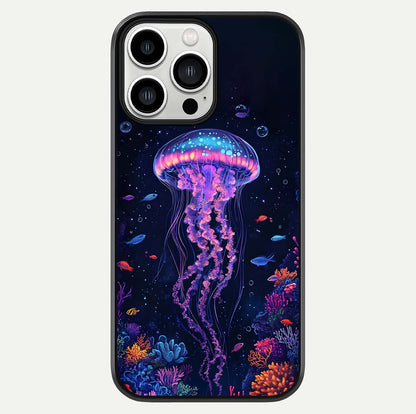 Neon Jellyfish Glass Case For iPhone 13 Pro Max by Custom World