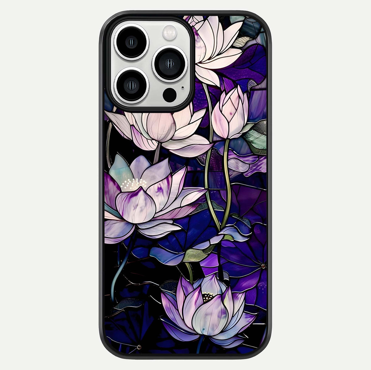 Purple Lotus Pattern Glass Case For iPhone 13 Pro Max by Custom World
