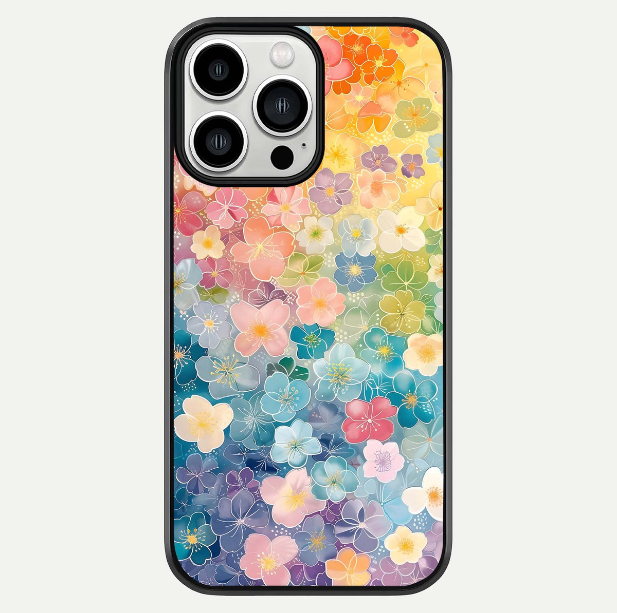 Rainbow Blossom Burst Glass Case For iPhone 13 Pro Max by Custom World