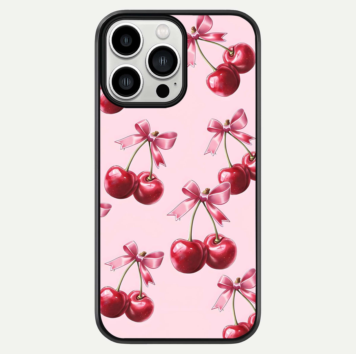 Red Cherries Pattern Glass Case For iPhone 13 Pro Max by Custom World