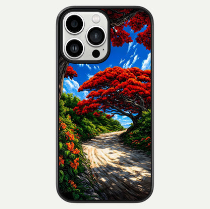 Red Trees Pathway Glass Case For iPhone 13 Pro Max by Custom World