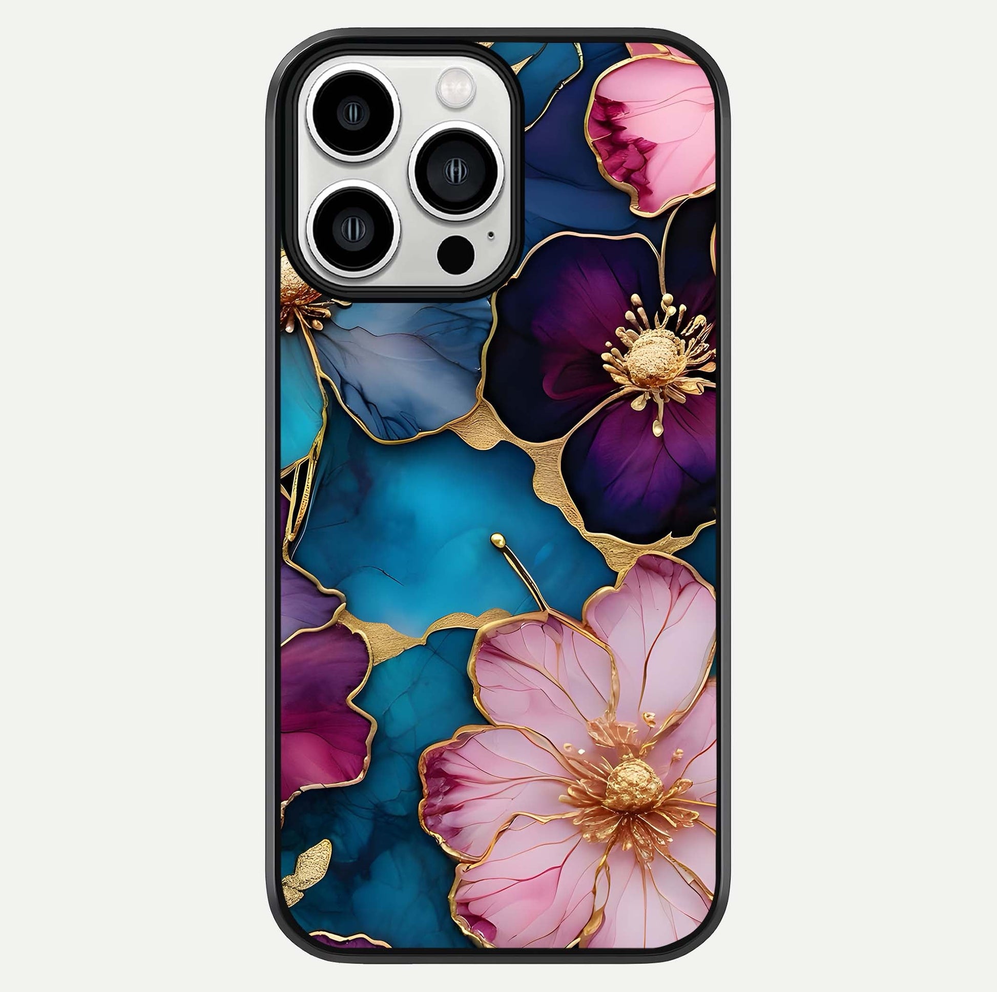 Sparkle Floral Glass Case For iPhone 13 Pro Max by Custom World