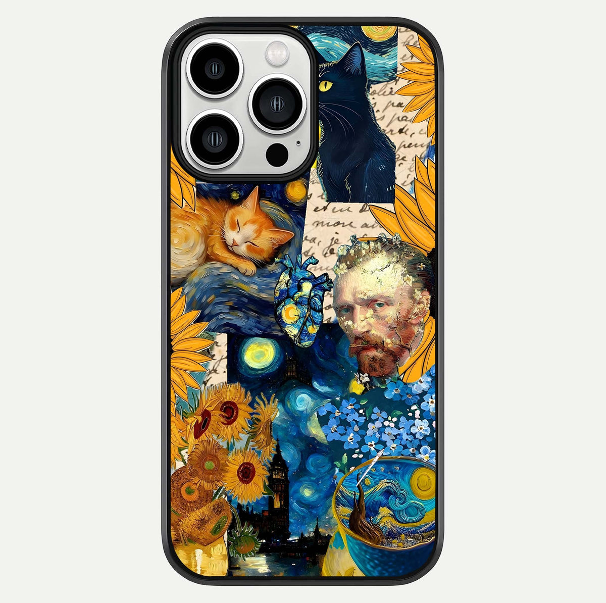 Sunflower Cat Art Glass Case For iPhone 13 Pro Max by Custom World