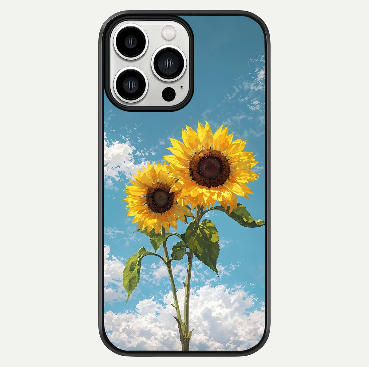 Sunflower Sky Bloom Glass Case For iPhone 13 Pro Max by Custom World