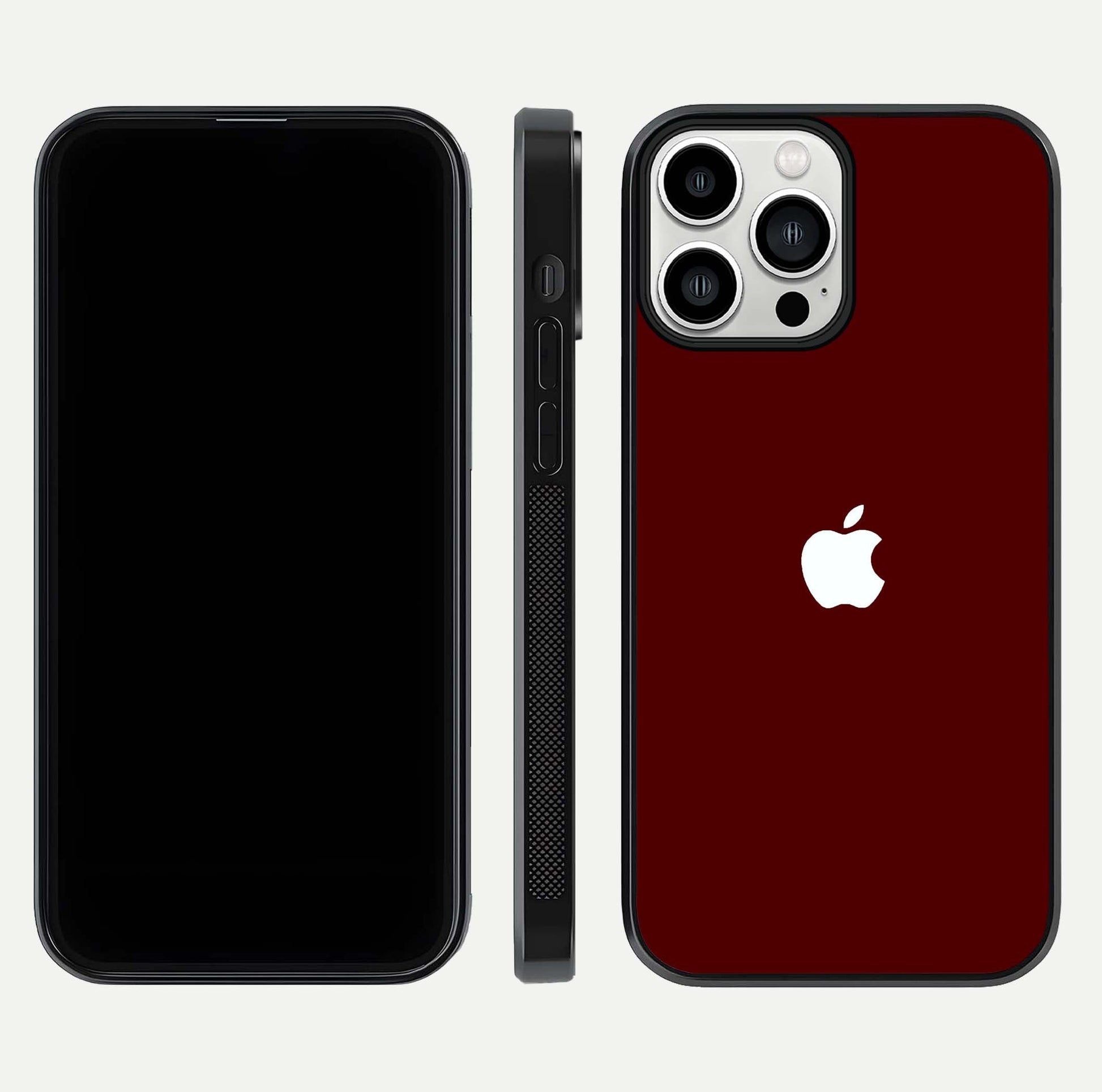 Apple Crimson Core Glass Case for iPhone 13 Pro Max dual-view layout displaying smooth edges and strong protection build
