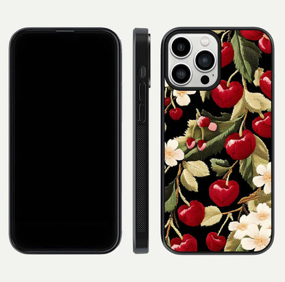 Bloom Thread Art Glass Case for iPhone 13 Pro Max front-and-back layout showing smooth edges and high-clarity print