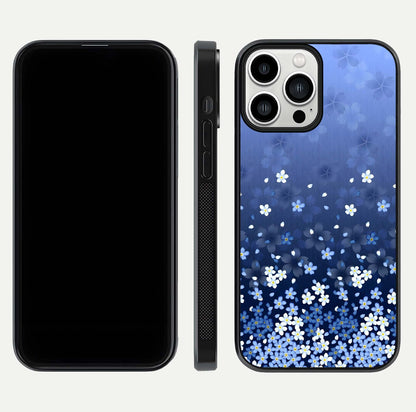 Blue Starry Glass Case for iPhone 13 Pro Max dual-view layout showing star spread and smooth edge shine