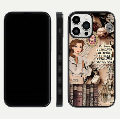 Bookish Dream World Glass Case for iPhone 13 Pro Max dual-view layout displaying colorful fantasy print and edge finish