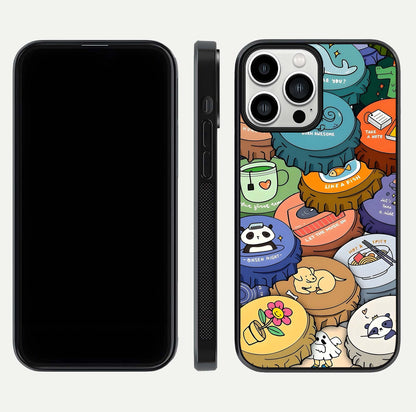 Coins Patterns Glass Case for iPhone 13 Pro Max dual-view layout displaying elegant art and glass clarity