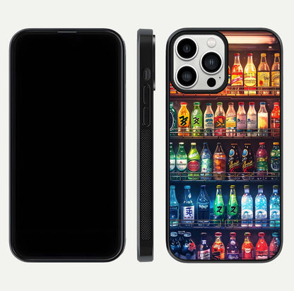Colorful Soda Bottles Glass Case for iPhone 13 Pro Max dual-view layout displaying playful tones and gloss clarity