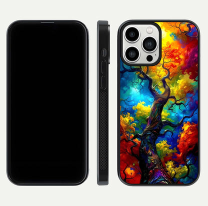 Colorful Tree Glass Case for iPhone 13 Pro Max dual-view layout displaying balanced tones and smooth edges