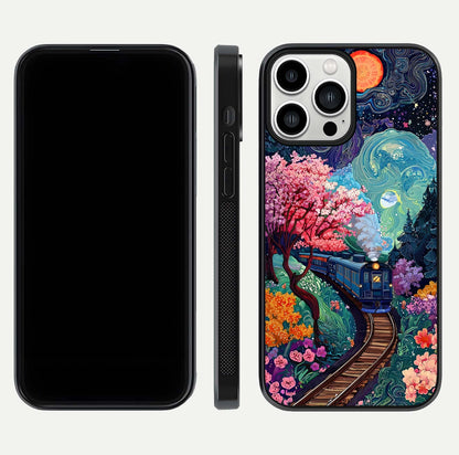 Digital Art Glass Case for iPhone 13 Pro Max dual-view layout displaying artistic tones and curved glass edge
