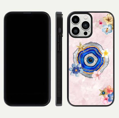 Divine Aura Bloom Glass Case for iPhone 13 Pro Max dual-view layout displaying divine color tones and smooth edges