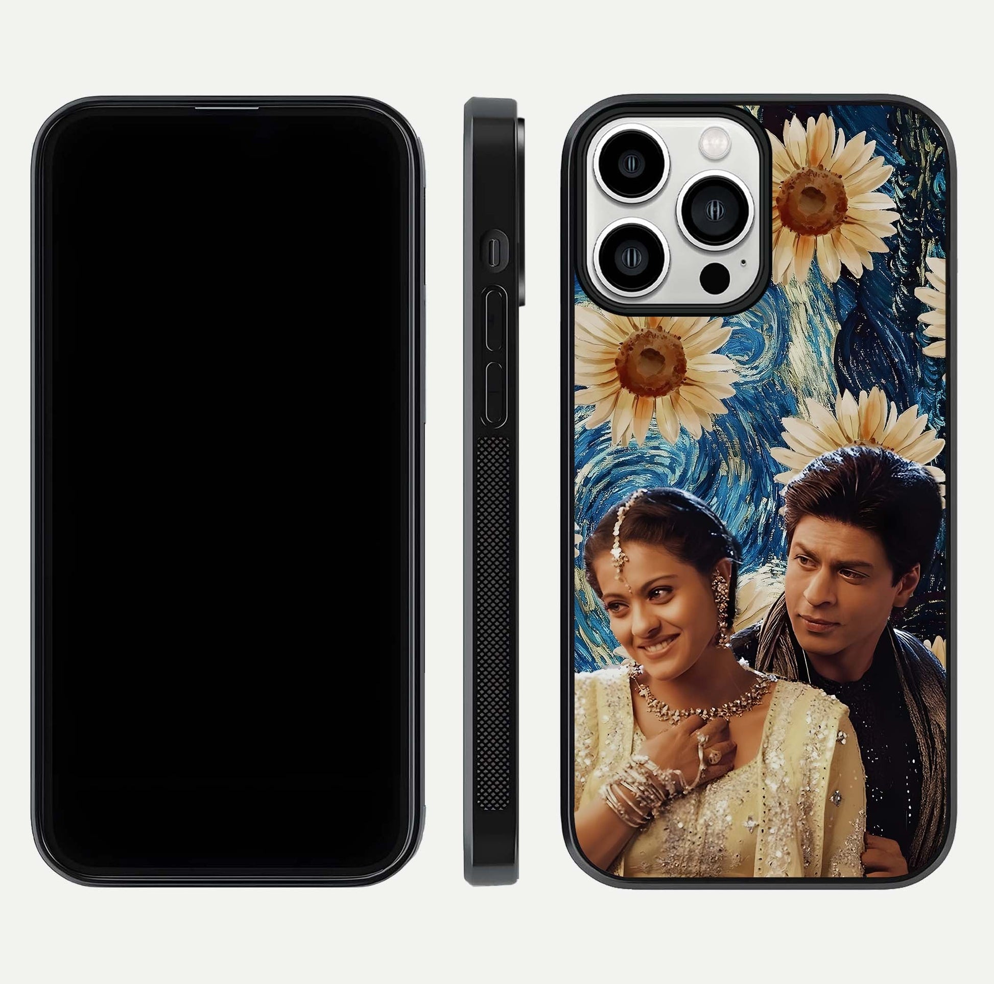 Eternal Love Story Glass Case for iPhone 13 Pro Max dual-view layout displaying soft hues and smooth glass