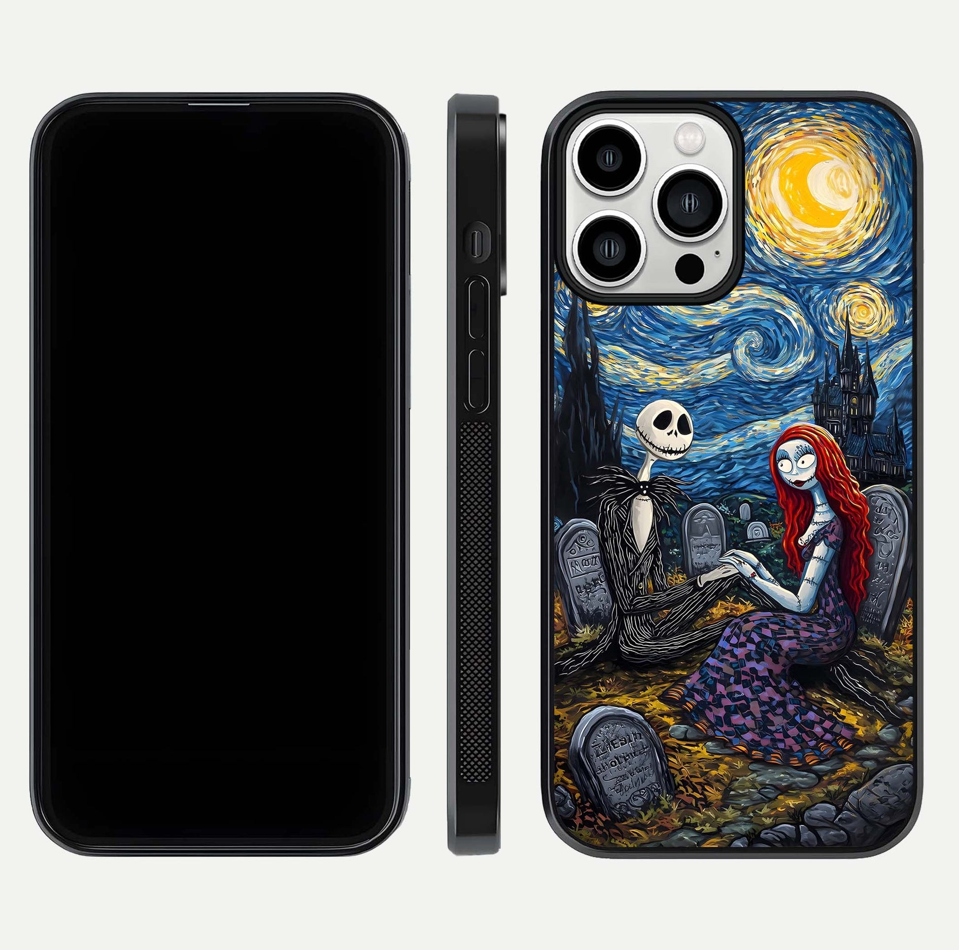 Eternal Night Love Glass Case for iPhone 13 Pro Max dual-view layout displaying HD art and curved polish