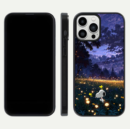 Firefly Meadow Magic Glass Case for iPhone 13 Pro Max dual-view layout displaying enchanting tones and curved edges
