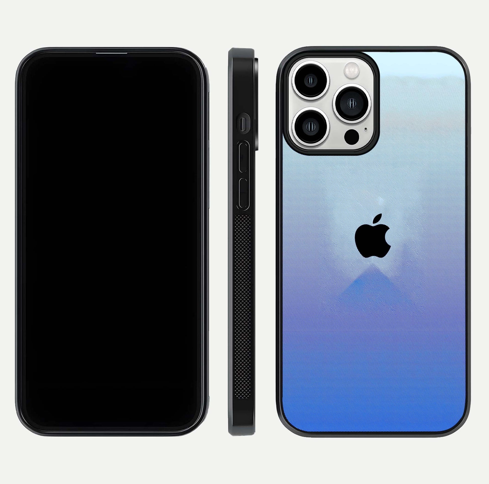 Gradient Apple Vibe Glass Case for iPhone 13 Pro Max front and back view layout highlighting minimalist Apple design and curved edges