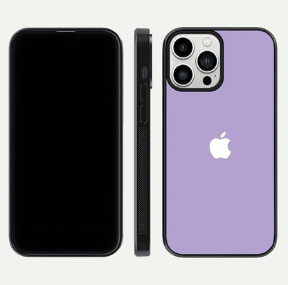 Lavender Soft Minimal Glass Case for iPhone 13 Pro Max front and back view layout highlighting soft hue and curved edges