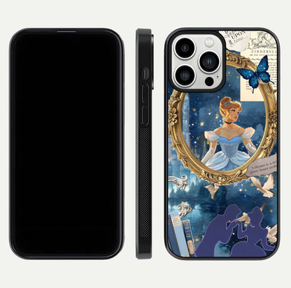 Midnight Queen Glass Case for iPhone 13 Pro Max front & back layout displaying regal tones and smooth edges