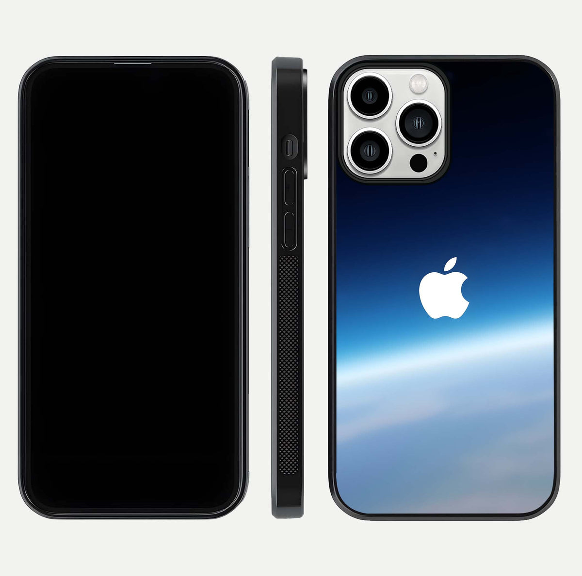 Minimal Apple Sky Glass Case for iPhone 13 Pro Max front & back layout with clean tone and minimal finish