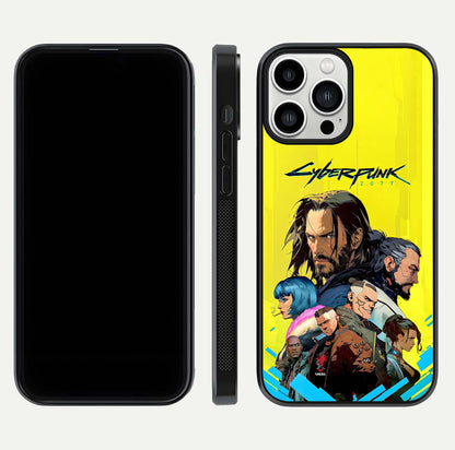 Neon Rebel Genesis Glass Case for iPhone 13 Pro Max front & back layout highlighting futuristic theme and curves