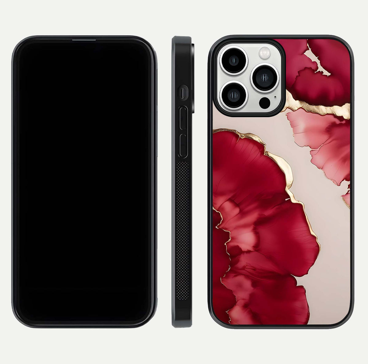 Pink & White Marble Glass Case For iPhone 13 Pro Max