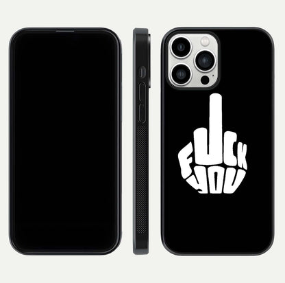 Rebel Mode On Glass Case for iPhone 13 Pro Max front & back layout showing minimal tone and clean edge fit