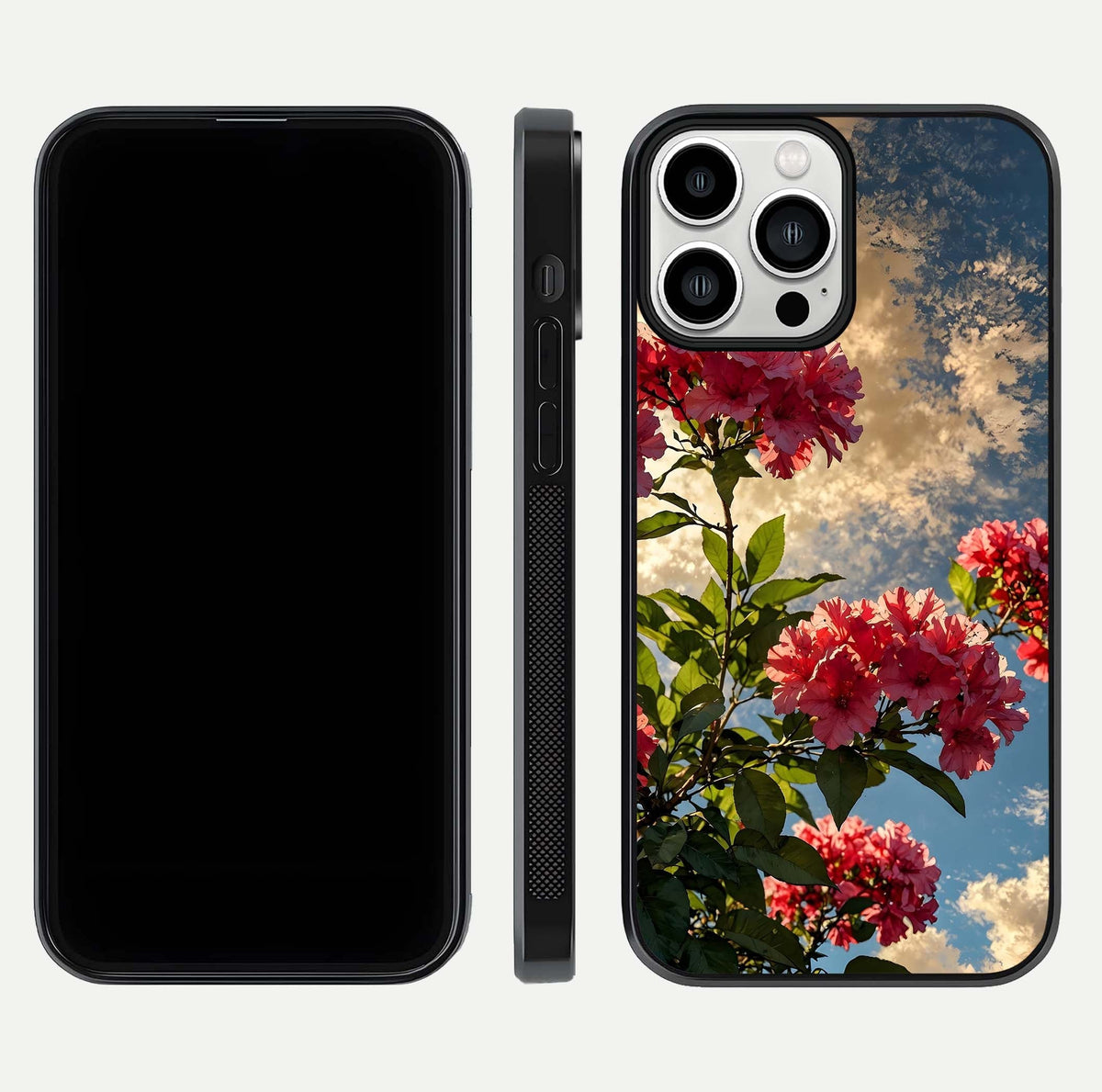 Red Bloom Skies Glass Case for iPhone 13 Pro Max front & back layout showing soft gradient sky tones and edges