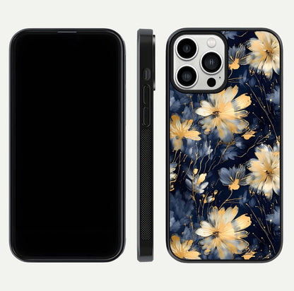 Royal Petal Dream Glass Case for iPhone 13 Pro Max front & back layout showing floral pattern and clean edge finish