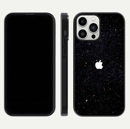 Starry Apple Galaxy Glass Case for iPhone 13 Pro Max front & back layout showing cosmic tones and sleek edge