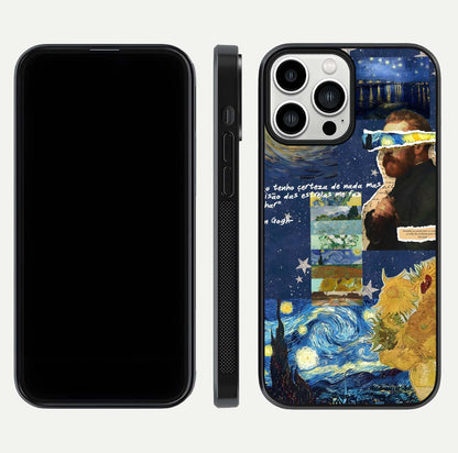 Starry Dream Vision Glass Case for iPhone 13 Pro Max front & back layout showing star blend and smooth edges