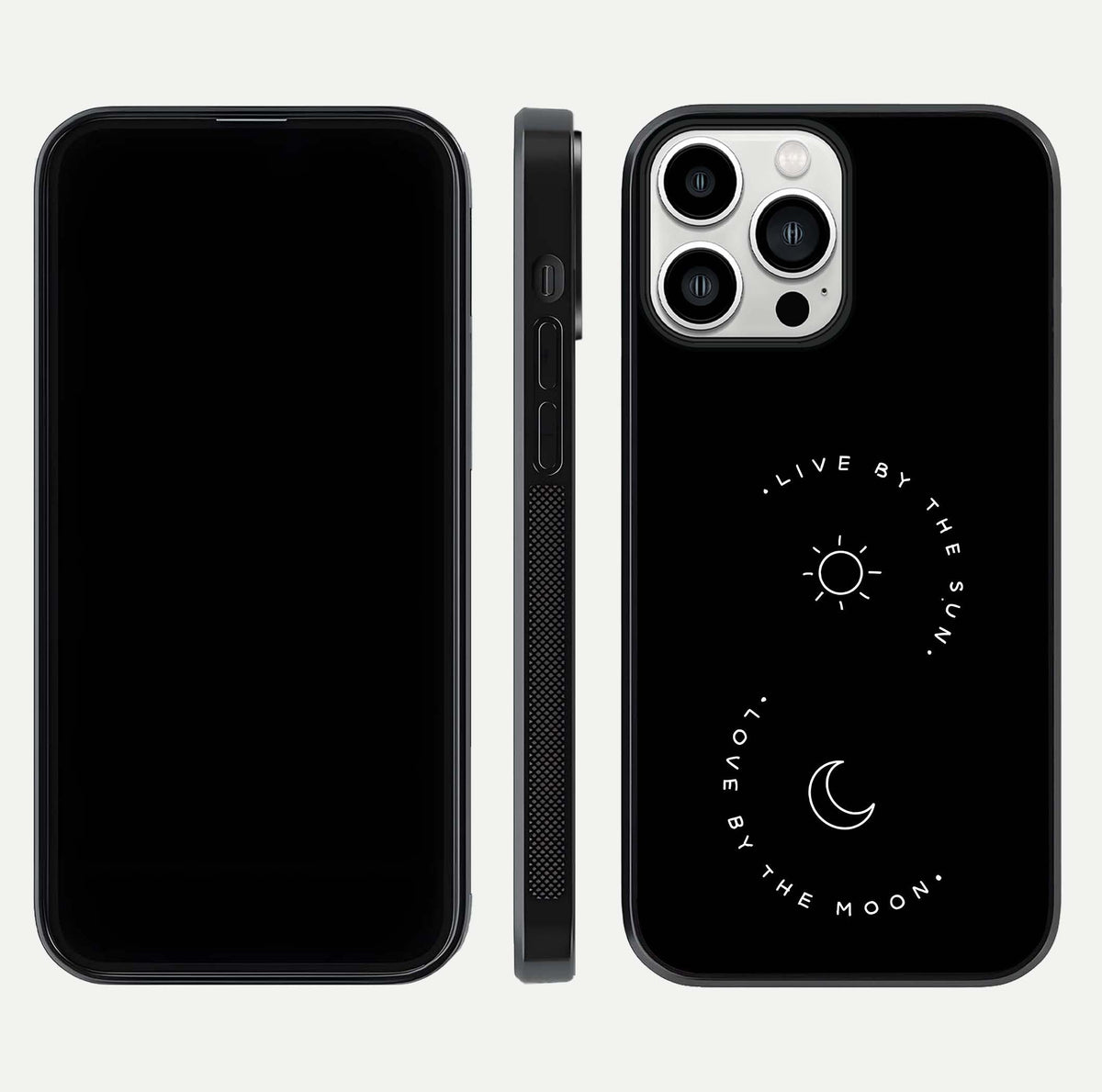 Sun Moon Balance Glass Case for iPhone 13 Pro Max front & back layout showing smooth gradient and balanced design