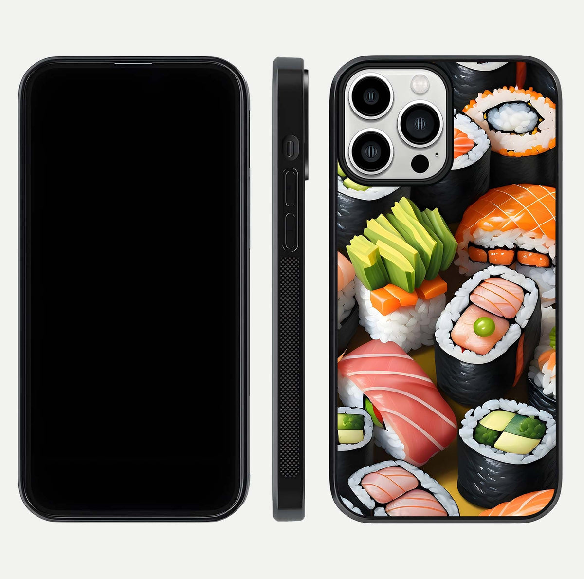 Venom Web Emblem Glass Case for iPhone 13 Pro Max front & back layout showing contrast art and curved glass edges