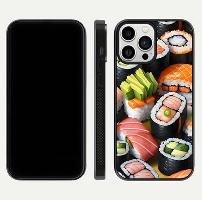 Venom Web Emblem Glass Case for iPhone 13 Pro Max front & back layout showing contrast art and curved glass edges
