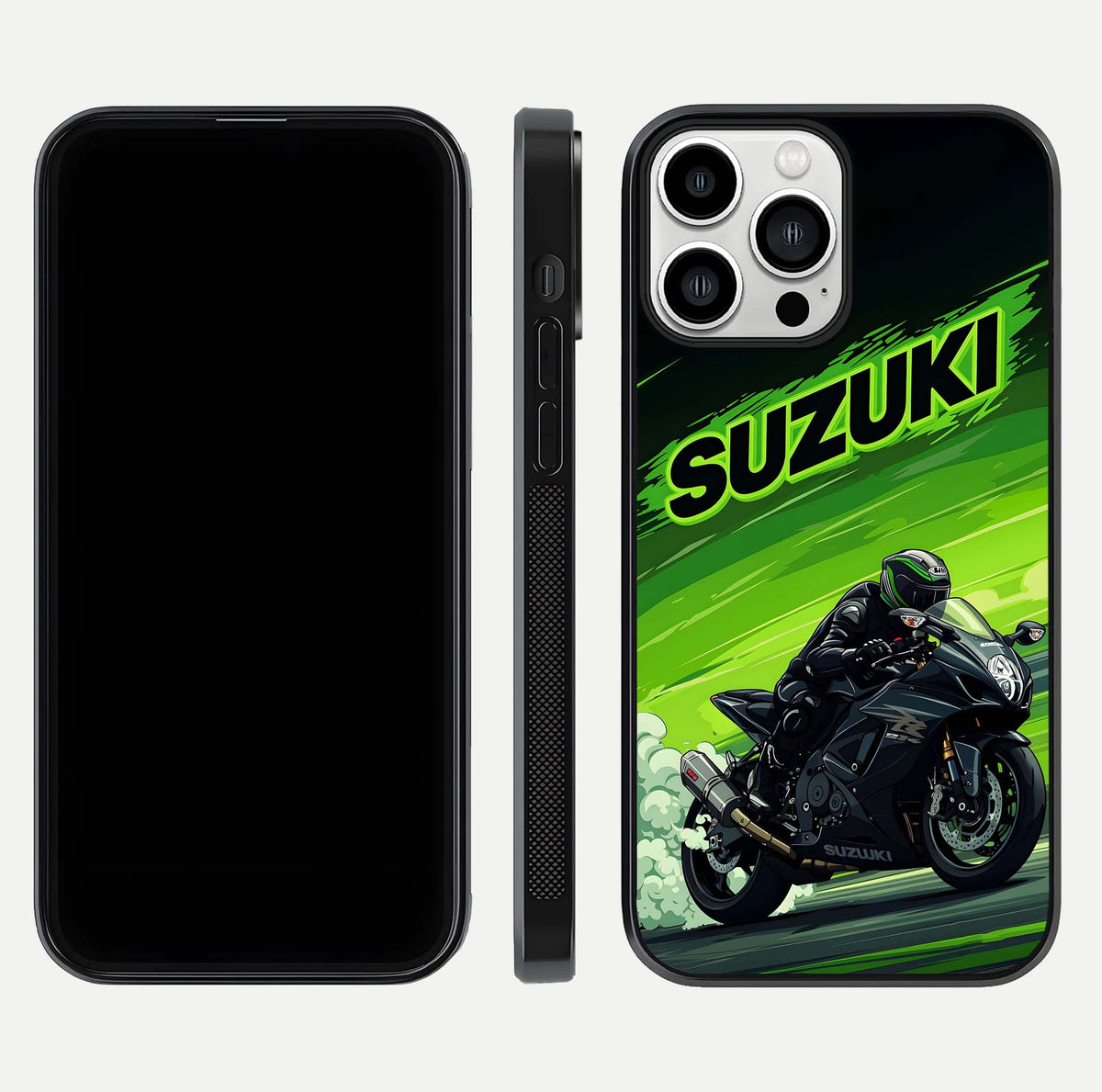 Sushi Food Pattern Glass Case for iPhone 13 Pro Max front & back layout showing playful food theme and clear edges