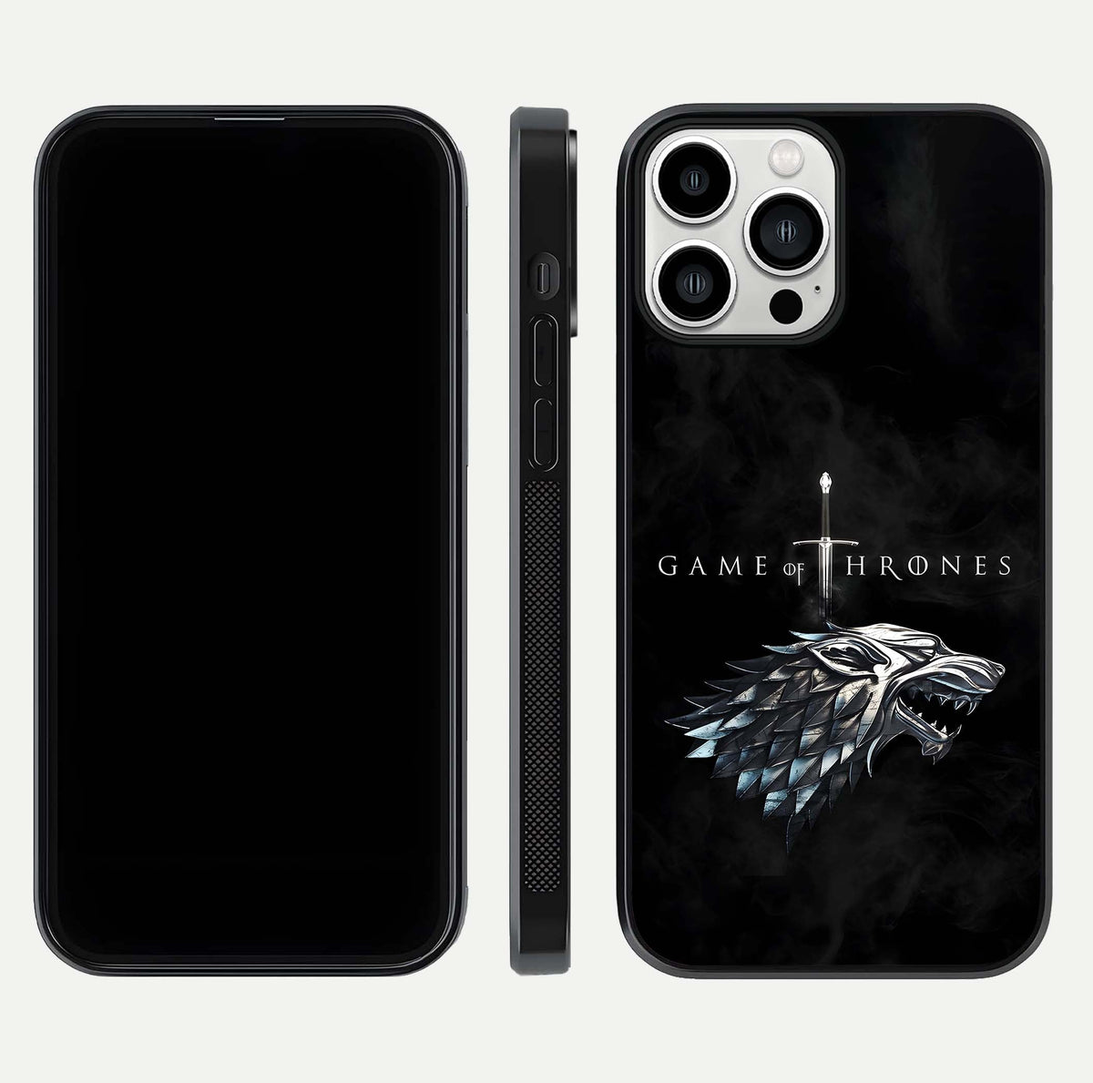 Temple Cat Scenery Glass Case for iPhone 13 Pro Max front & back layout showing scenic print and edge design