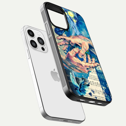 Aesthetic Divider Glass Case for iPhone 13 Pro Max floating dual-view mockup showing edge design and detailed divider gloss texture