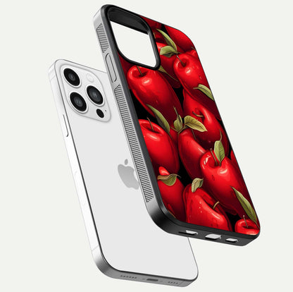 Apple Pattern Glass Case for iPhone 13 Pro Max floating mockup with smooth edge detailing and pattern clarity
