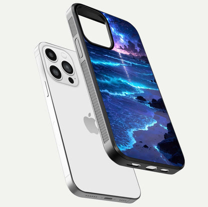 Classic Damn Look Glass Case for iPhone 13 Pro Max floating mockup emphasizing HD gloss and stylish edges