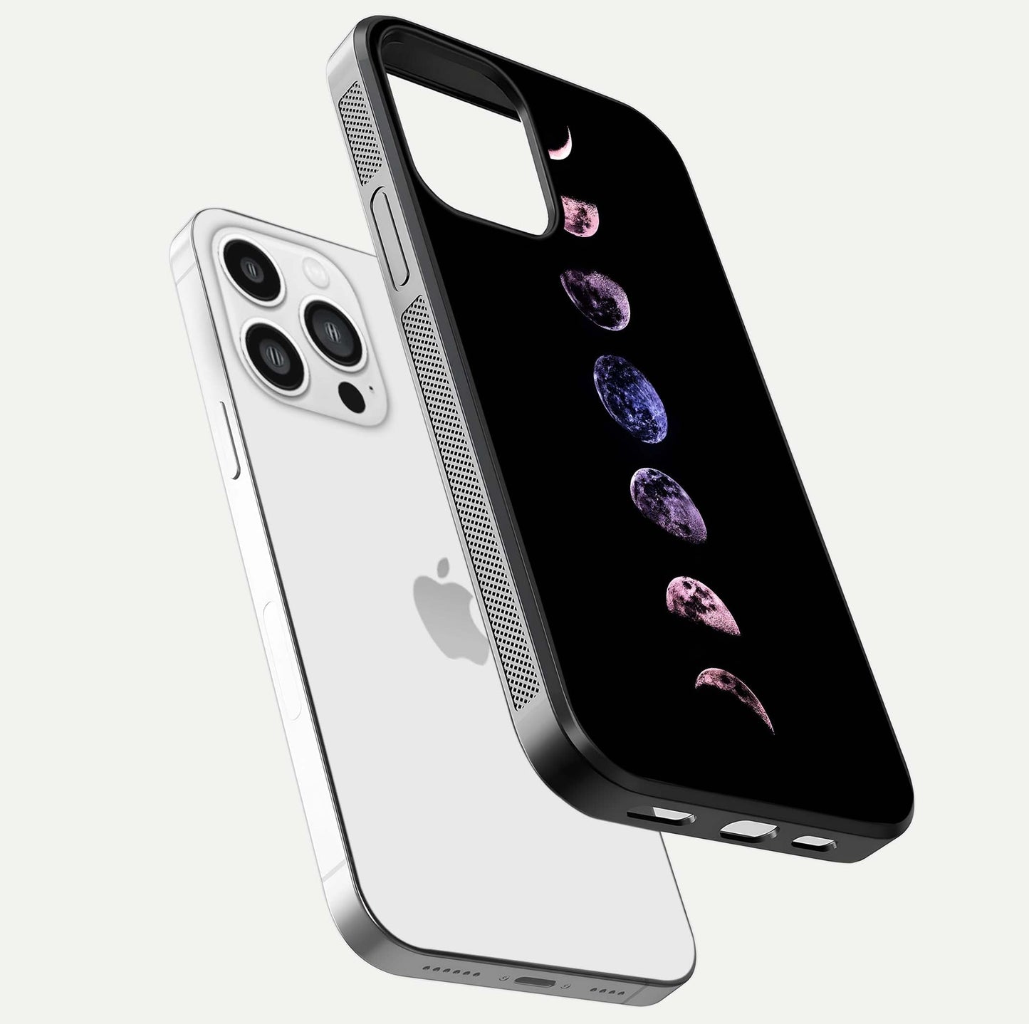 Crimson All Planets Glass Case for iPhone 13 Pro Max floating mockup showing gloss depth and rich hues